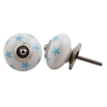 New Latest White Drawer Knobs Ceramic Dresser Cabinet Pulls Turquoise Star Kitchen Cupboard Door Handles Wholesale