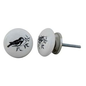 Wholesale Ceramic Farmhouse Knobs Black Kitchen Cabinet Pulls Bird Fauna Cute Drawer Dresser Vintage 3.81 cm CFKP-2