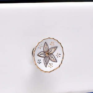 New Arrival Bulk Ceramic Furniture Knobs Gold Wardrobe Door Pulls Flower Cupboard Drawer Knobs for Dresser CK-1711