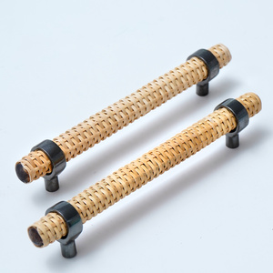 New Arrival Adjustable Drawer Pulls Rattan Cabinet Pulls and Handles Boho Dresser Wooden Handles T Bar Pulls for Door