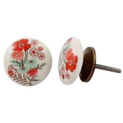 Handmade Top Quality Multicolor Ceramic Flower Flat Drawer Knobs Dresser Cabinet Pulls Kitchen Cupboard Door Handles Wholesale