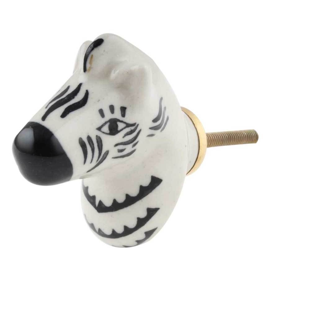 Handmade Premium Cream and Black Ceramic Zebra Head Drawer Knobs Dresser Pulls Cabinet Door Kitchen Cupboard Handles Wholesale