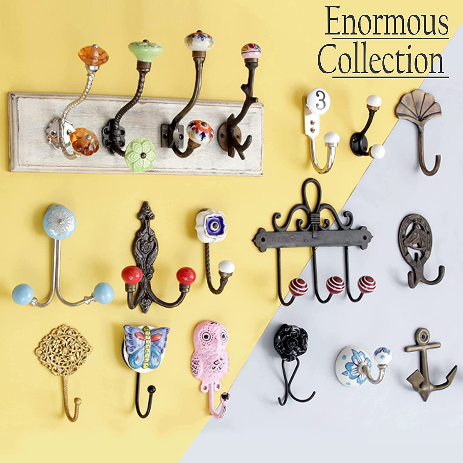 Handmade Wholesale High Quality White Solid Ceramic Iron Coat Hooks Heavy Duty Wall Mounted Wall Hooks WWH-725