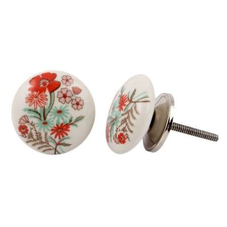 Handmade Top Quality Multicolor Ceramic Flower Flat Drawer Knobs Dresser Cabinet Pulls Kitchen Cupboard Door Handles Wholesale