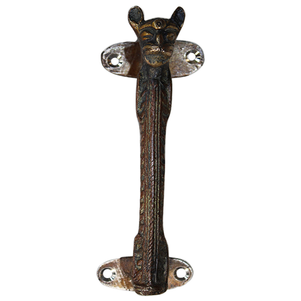 New Design Bulk Handmade Traditional Brass Panther Furniture Door Handles Tribal Home Decor Cabinet Pulls For Kitchen 6 Inches