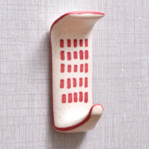 Best Selling Bulk Cream Adhesive Bathroom Wall Hooks Ceramic Coat Hooks and Hanger Red Check No Drill Wall Hooks WHK-2093