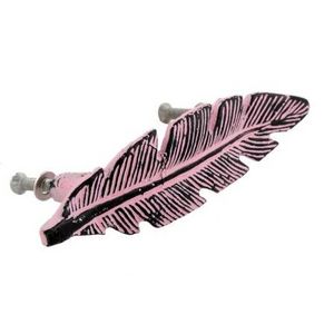 Handmade Bulk Decorative Pink Iron Feather Door Handles Home Decor Wardrobe Cabinet Pull For Kitchen 5 Inches New Design MK-344