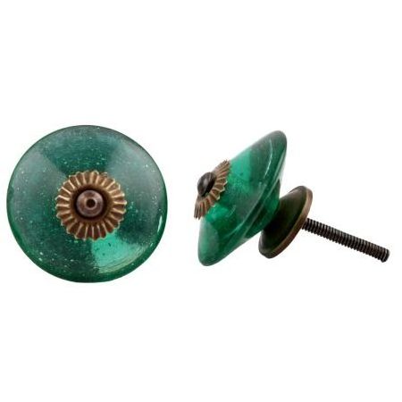 Wholesale Green Glass Wheel Drawer Knobs Dresser Cabinet Pulls Kitchen Cupboard Door Handles 4.82 cm GWK-19