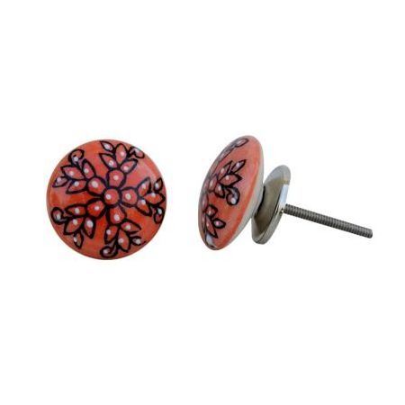 Bulk Ceramic Cupboard Knobs Peach Drawer Pulls Flower Unique Farmhouse Cabinet 3.81 cm CK-1130 New Design