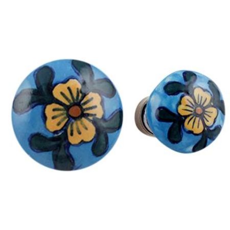 Bulk Ceramic Cabinet Knobs Blue Shabby Chic Pulls Floral Cupboard Pull Knob Drawer Home PCK-02