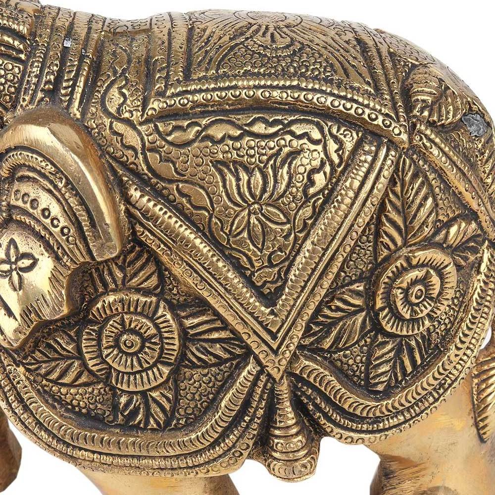 Handmade Golden Brass Trunk Up Elephant For Home Decoration Sculptures Figurine Statue Statement Pieces Decor Gift Items