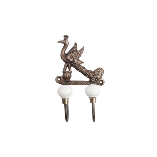 Handmade Traditional Antique Peacock Iron Ceramic Strong Wall Reusable Utility Hat Bags Clothes Hooks Heavy Duty Hangers