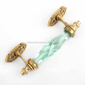 Handmade Bulk Decorative Green Glass Cut Small Door Handles Home Decor Cabinet Pulls For Kitchen 6 Inches New Design  GH-19