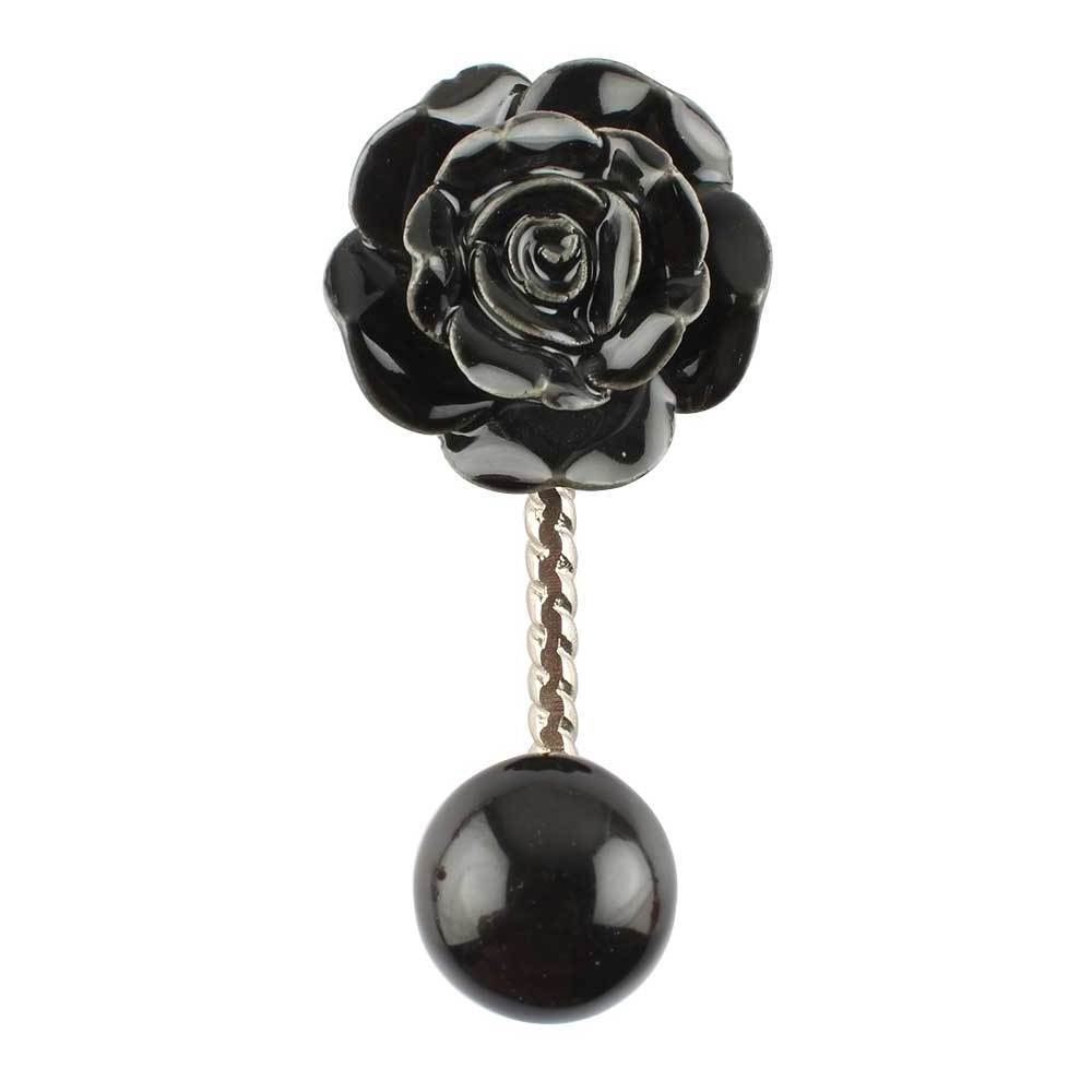 Wholesale Trending Black Wall Hook Rose Flower Decorative Wall Hook Ceramic Heavy Duty Hook and Hanger HK-1374