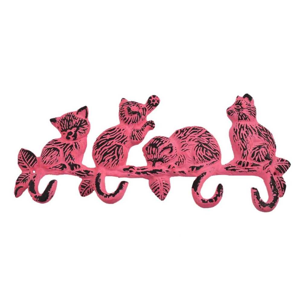 Premium Quality Pink Distressed Cats Towel Hooks Hangers Heavy Duty Hooks for Bags Iron Wall Mounted Clothes Hooks in Bulk