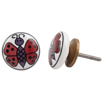 New Design Butterfly Drawer Knobs Ceramic Dresser Cabinet Pulls Kid Kitchen Cupboard Door Handles Wholesale