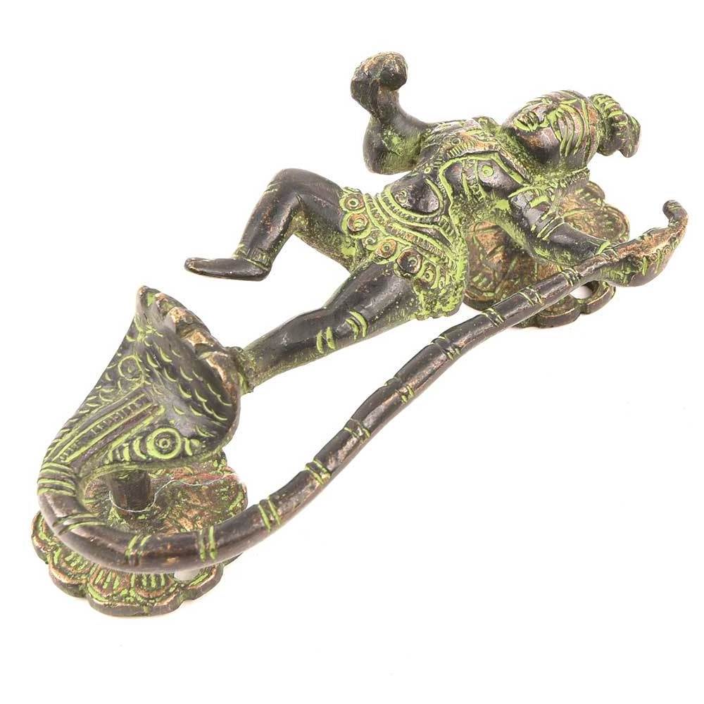 Wholesale Antique Brass Cabinet Handles Krishna Standing On Snake Drawer Pulls Hardware for Kitchen Door Handles NMH-166