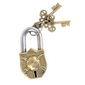 High Quality Handmade Golden Brass Dhal Talwar Design Padlock With 2 Key Main Door Cabinet door Modern Security Lock LC-55