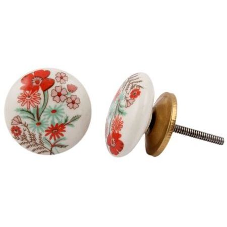 Handmade Top Quality Multicolor Ceramic Flower Flat Drawer Knobs Dresser Cabinet Pulls Kitchen Cupboard Door Handles Wholesale