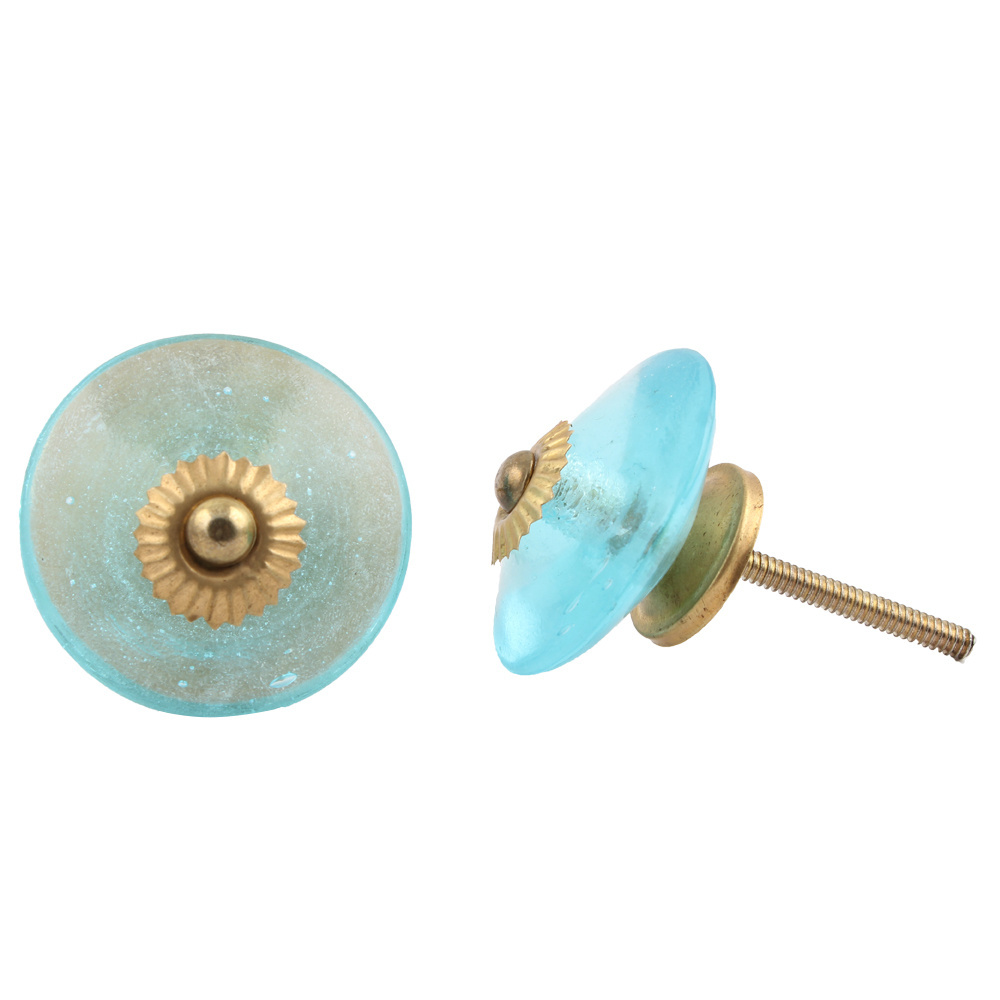 Wholesale Handmade Traditional Turquoise Glass Wheel Design Drawer Knobs Dresser Cabinet Pulls Kitchen Cupboard Door Handles