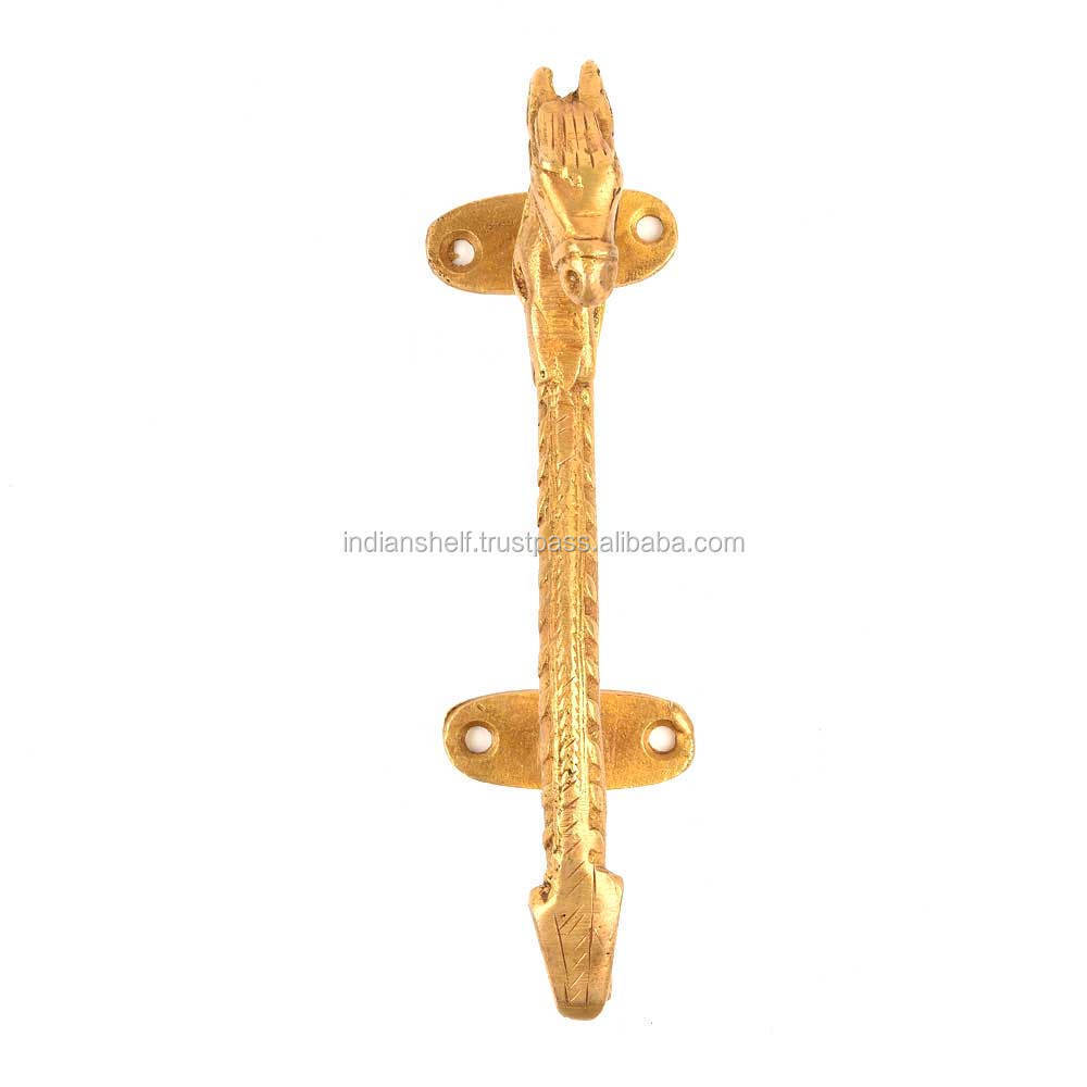 Handmade Golden Door Handles and Pulls Brass Kitchen Cabinet Handles Horse Design Dresser Drawer Handles