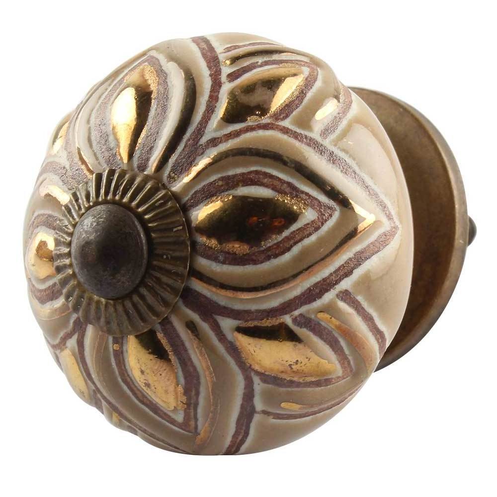 Bulk Ceramic Furniture Knobs Unique Gold Wardrobe Door Pulls Flower Cupboard Drawer Handles for  Dresser CK-1608 New Design