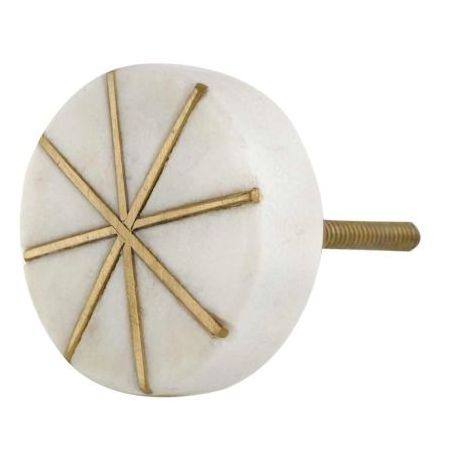 Wholesale Stone Brass Vintage Knobs White Kids Room Pulls Round Drawers Dresser Hardware 3.81 cm SFK-109