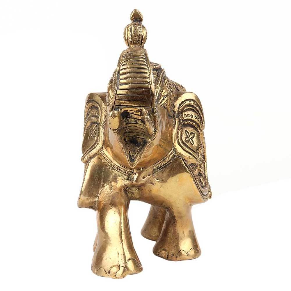 Handmade Golden Brass Trunk Up Elephant For Home Decoration Sculptures Figurine Statue Statement Pieces Decor Gift Items