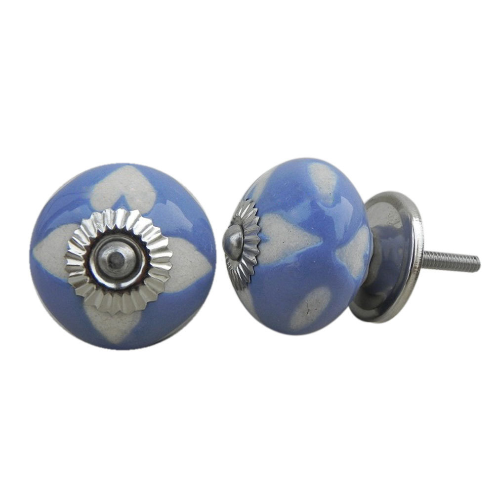 Bulk Ceramic Cabinet Knobs and Pulls Blue Farmhouse Pulls Etched Vintage Drawers Knobs and Hardware CK-556