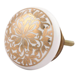 Handmade Premium Golden Ceramic Flower Drawer Knobs Dresser Cabinet Pulls Kitchen Cupboard Door Handles Wholesale 3.81cm CK-1417