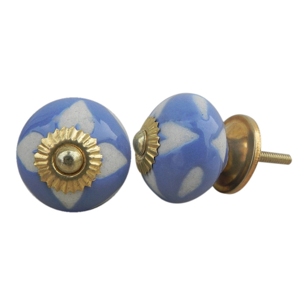 Bulk Ceramic Cabinet Knobs and Pulls Blue Farmhouse Pulls Etched Vintage Drawers Knobs and Hardware CK-556