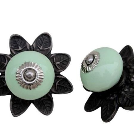 Wholesale Ceramic Wardrobe Knobs Green Unique Pulls Portia Solid Drawer Knob Dresser Pull 3.81 cm ASCRK-46