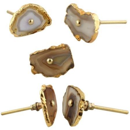 Best Selling Available In Wholesale Brown Agate Stone Luxury Knobs Latest Design Modern Shiny Door Knob Handle SFK-25 New Design