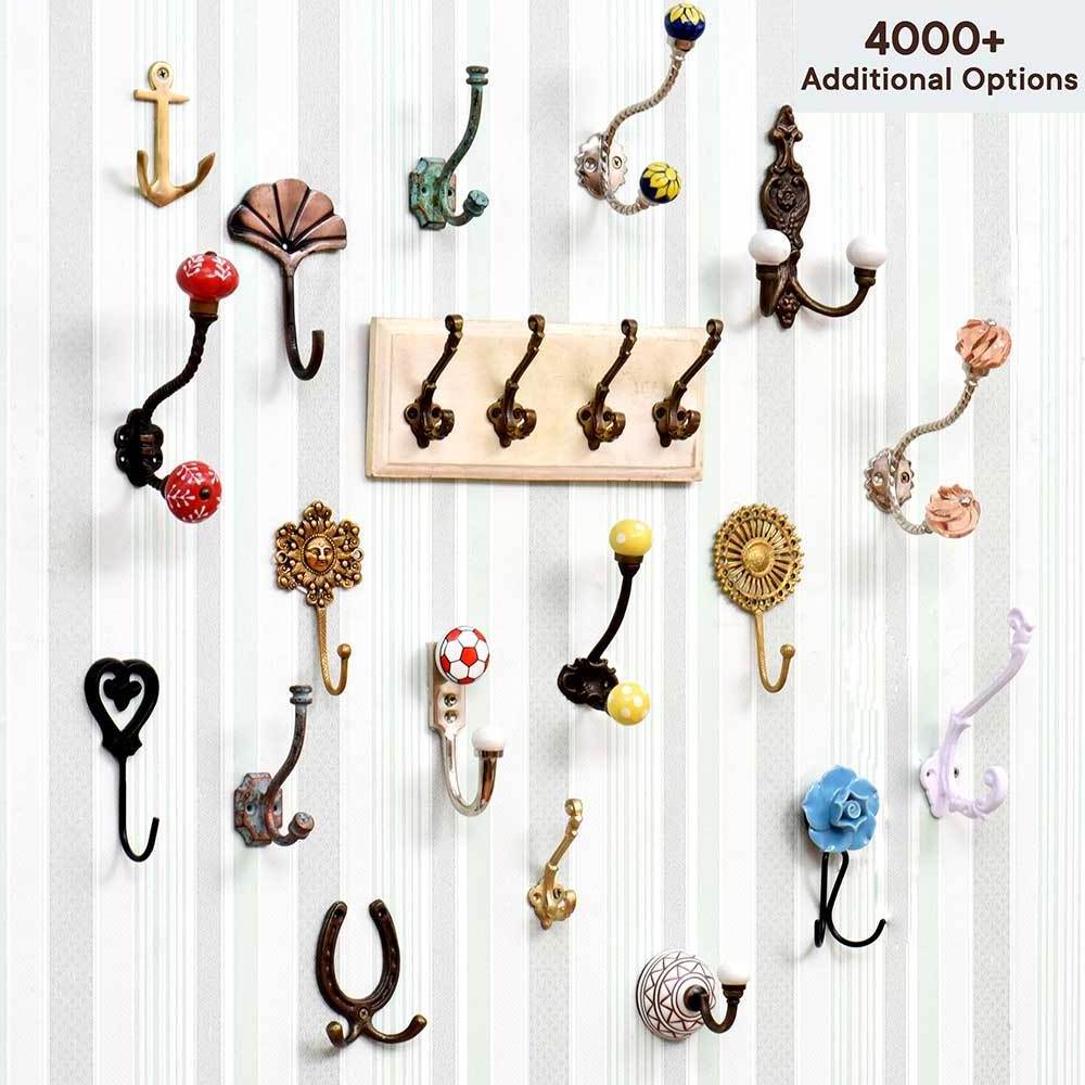 Handmade Golden Stone Decorative Removable Boho Hooks Simple Wall Holders Hat Coat Keys Hangers Durable Indian Craft Wholesale