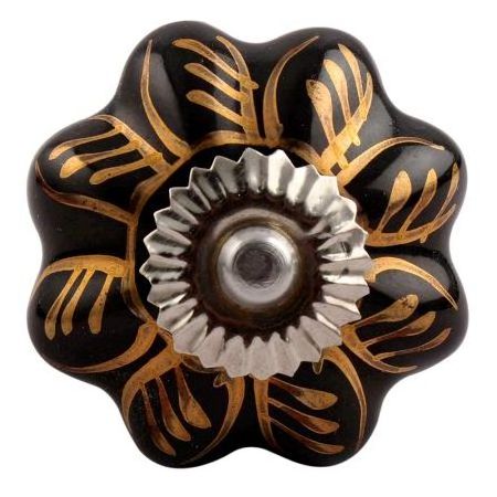 Wholesale Ceramic Vintage Knobs Black Shabby Chic Pulls Leaf Pumpkin Dresser Door Pull 4.44 cm CK-1410