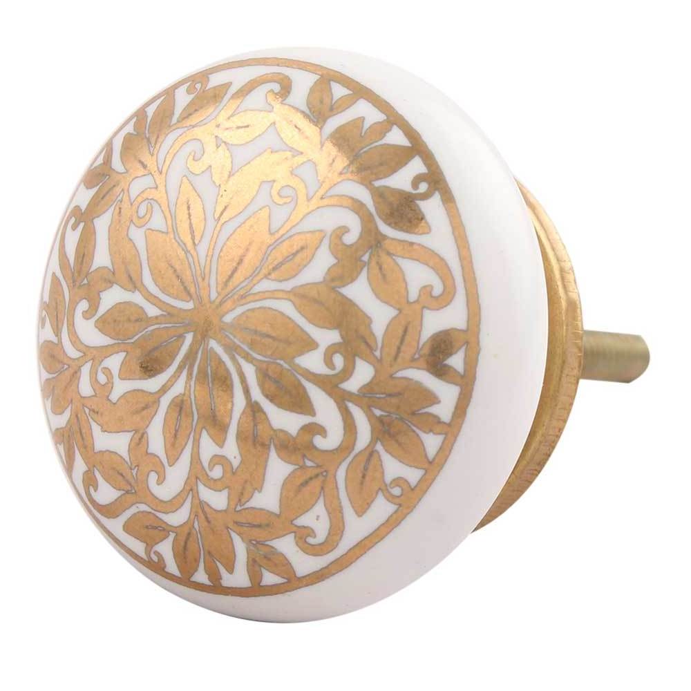 Handmade Premium Golden Ceramic Flower Drawer Knobs Dresser Cabinet Pulls Kitchen Cupboard Door Handles Wholesale 3.81cm CK-1417