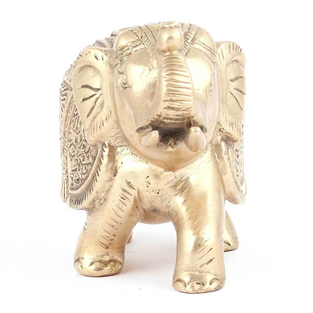 Handmade Golden Brass Elephant Figurine With Trunk Rolled Up Sculptures Figurine Statue Statement Pieces Decor Gift Items