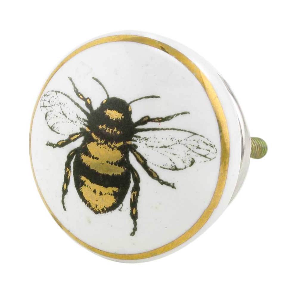 Bulk Ceramic Kids Knobs White Gold Black Shabby Chic Pulls Bumble Bee Door Drawer Wardrobe Pull 3.81 cm KID-169