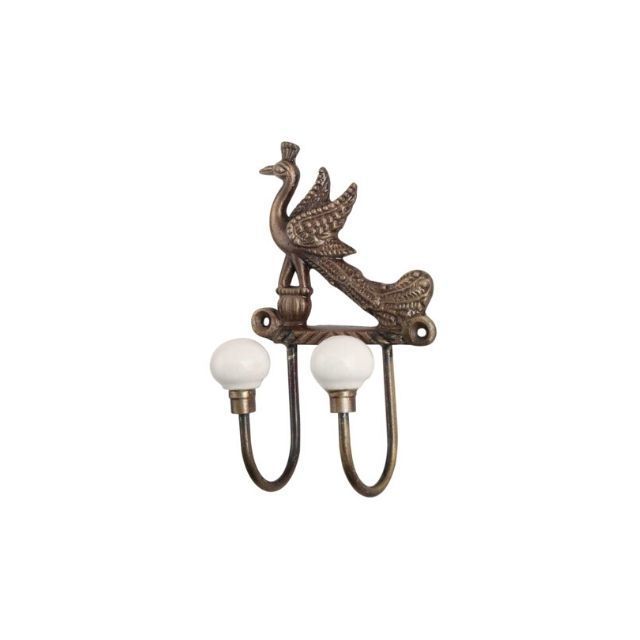 Handmade Traditional Antique Peacock Iron Ceramic Strong Wall Reusable Utility Hat Bags Clothes Hooks Heavy Duty Hangers