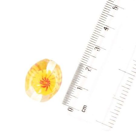 Handmade Red Flower Inside Yellow Flower Clear Loose Oval Shape Jewellery Beads (12 in Pack) Loose Accessory Wholesale NGB-625L