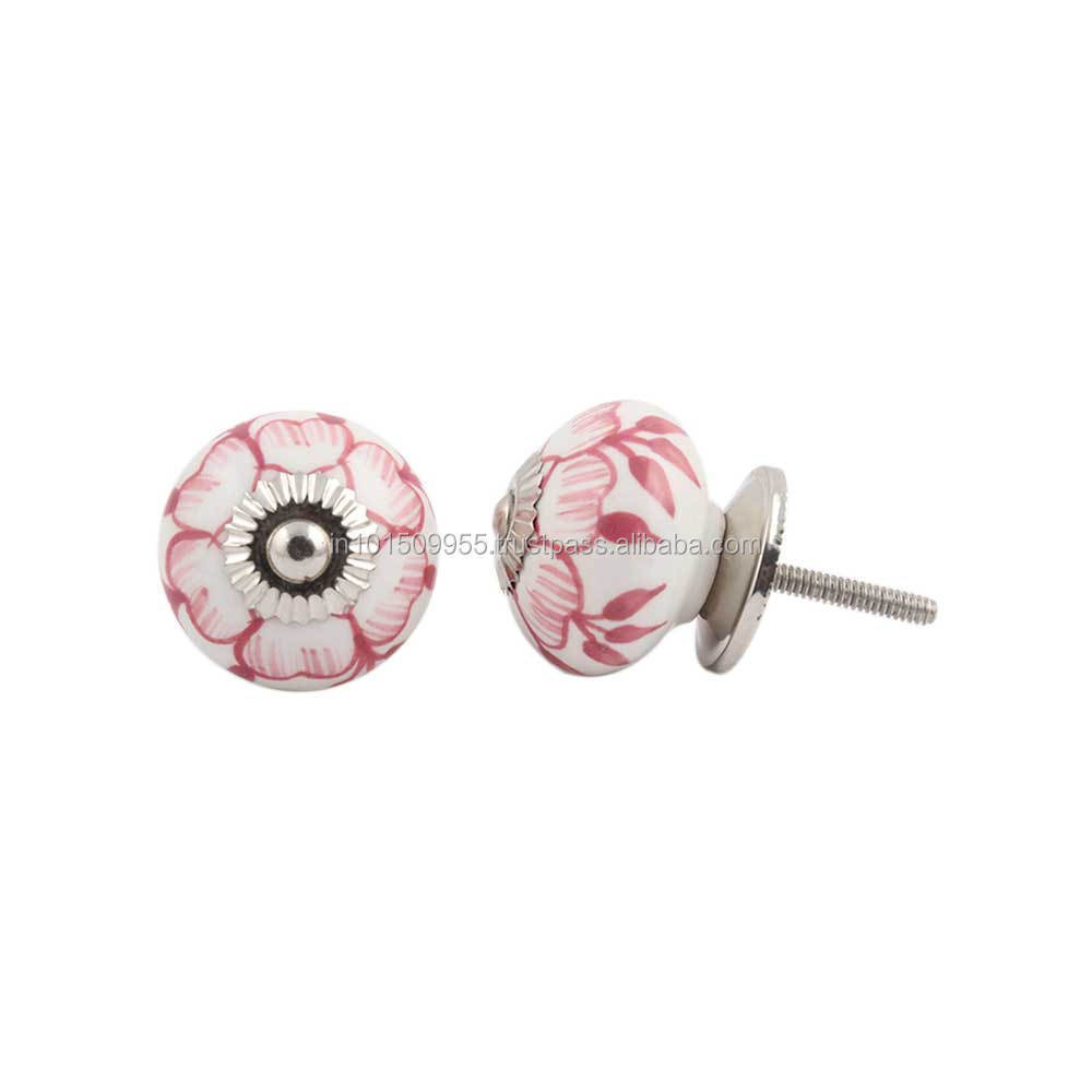 Wholesale Ceramic Kids Knobs Cherry Single Hole Pulls Buttercup Handles Door Kitchen Cabinets 3.81 cm CK-405