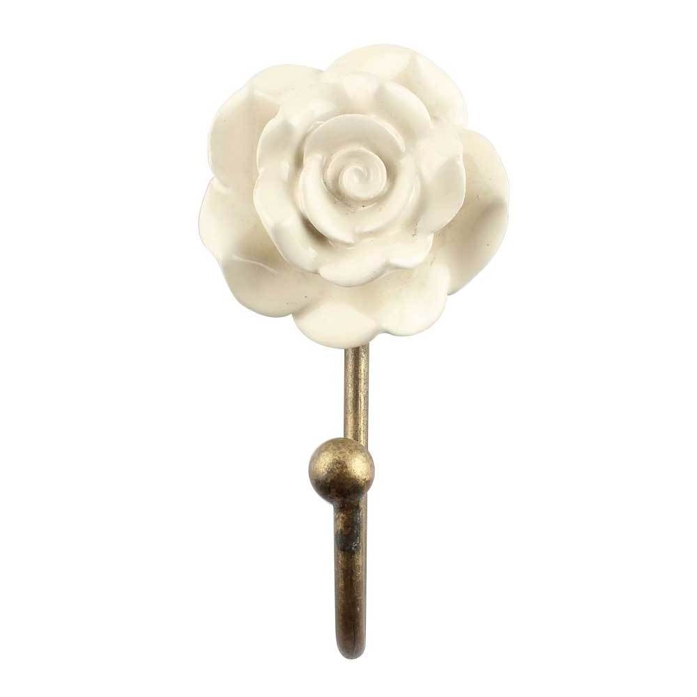 Handmade Premium Decorative Cream Rose Hooks Flower Wall Hangers Holders Hanging Coat Key Towel Clothes Heavy Duty Wholesale