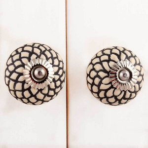 Designer Handmade High Quality Cream Ceramic Floral Drawer Knobs Dresser Cabinet Pulls Kitchen Cupboard Door Handles Ck-1179