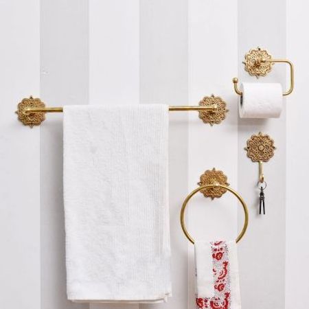 Handmade Bulk Traditional Golden Brass Towel Rail Bathroom Single Luxurious Towel Bar for Bathroom  BWH-05/57001