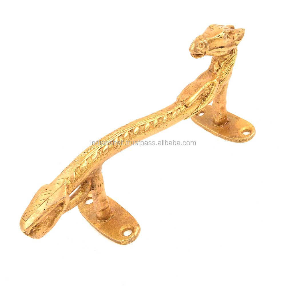 Handmade Golden Door Handles and Pulls Brass Kitchen Cabinet Handles Horse Design Dresser Drawer Handles