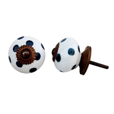 Wholesale Ceramic Cupboard Door Knobs White Cabinet Pulls Polka Dot Dresser Handles and Knobs DCK-37