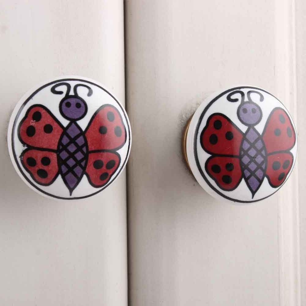 New Design Butterfly Drawer Knobs Ceramic Dresser Cabinet Pulls Kid Kitchen Cupboard Door Handles Wholesale