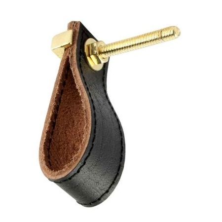 Wholesale Leather Unique Knobs Black Kids Pulls Faux Drawer Wardrobe Pull 6.35 cm MK-217 Exclusive New Design