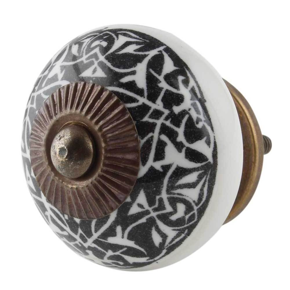 Bulk Ceramic Kitchen Cabinet Knobs Black White Cupboard Wardrobe Pulls Floral  Round Furniture Knobs and HandlesCK-1673