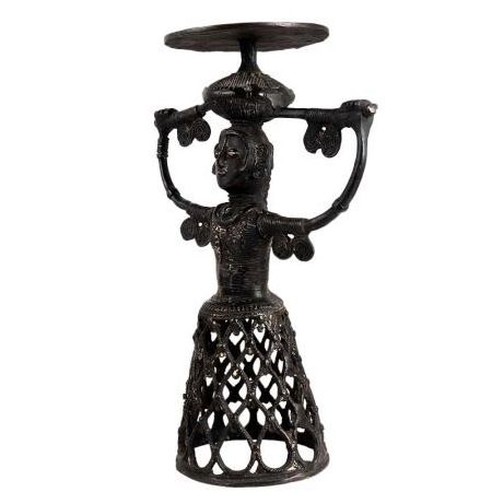 Wholesale Handmade Luxury Home Decoration Tribal Brass Woman Candle Holder In Net Design for Home Decor Diwali Christmas SND-419